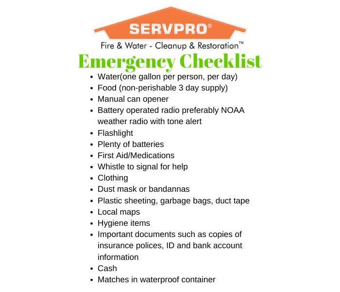 List of items needed for an emergency for hurricane season